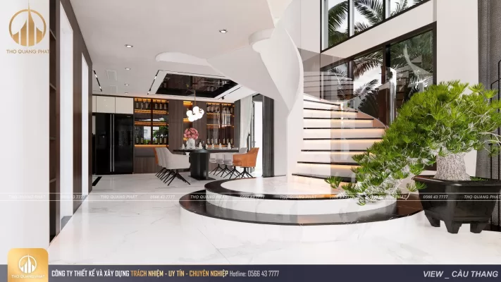 Cầu thang biệt thự 4 tầng